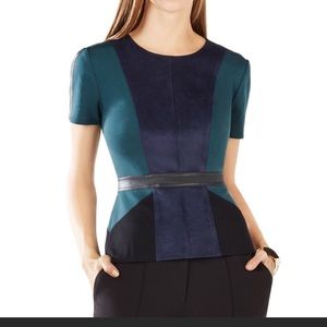 Cassandra color block faux Swede paneled top